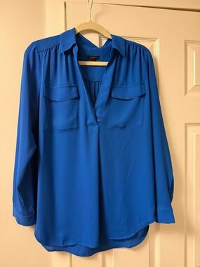 Ann Taylor Vibrant Cobalt Blue Camp Shirt